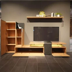 Voglauer Wohnwände & Tv-Lowboards|Wohnwand Valpin Eiche Altholz Braun Akzent Colorglas