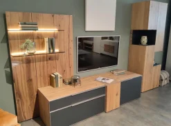 Voglauer Wohnwände & Tv-Lowboards|Wohnwand V-Alpin Eiche Altholz Colorglas Anthrazit Satiniert