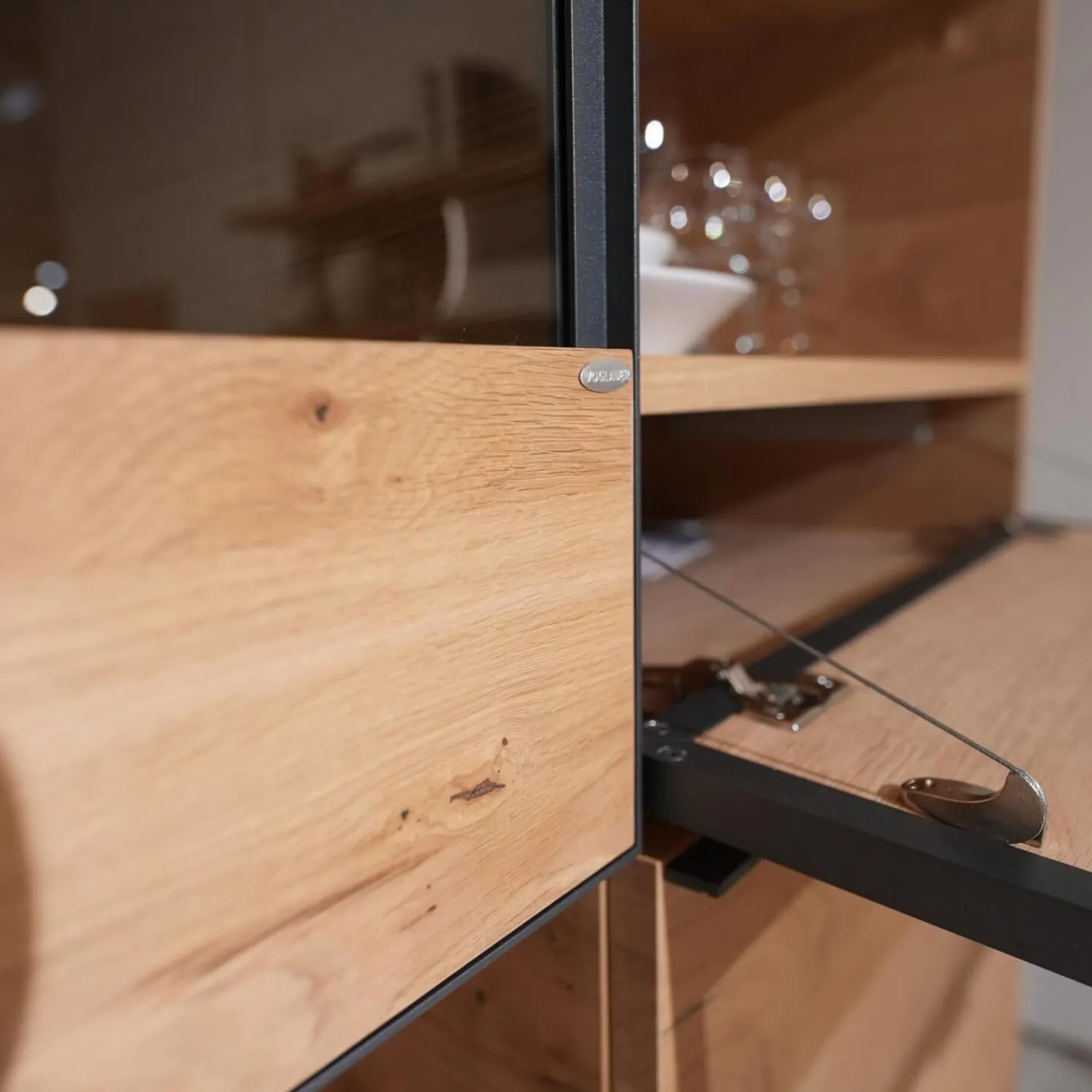 Voglauer Wohnwände & Tv-Lowboards|Wohnwand Vcuben Living Set Wildeiche Rustico Schwarz Inklusive LED-Beleuchtung