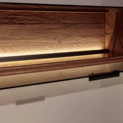 Hartmann Wohnwände & Tv-Lowboards|Wohnwand Vera 7210W Kerneiche Umato Massiv Oberfläche Sägegrau Gebürstet Lackiert Applikation Metall Titan Mit Beleuchtung