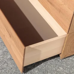 Hartmann Wohnwände & Tv-Lowboards|Wohnwand Vera 7210W Kerneiche Umato Massiv Oberfläche Sägegrau Gebürstet Lackiert Applikation Metall Titan Mit Beleuchtung