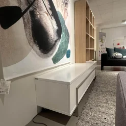 Bert Plantagie Wohnwände & Tv-Lowboards|Wohnwand Vision Eiche Weiß Geölt Tv-Board Weiß Lackiert Füße Metall Ohne Bild