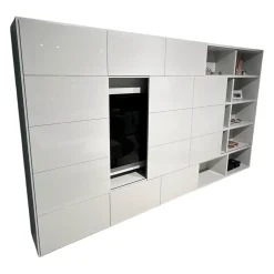 Kettnaker Wohnwände & Tv-Lowboards|Wohnwand Vita Lack Grauweiß Matt Und Hochglanz Mit Schiebetüren Ohne Deko