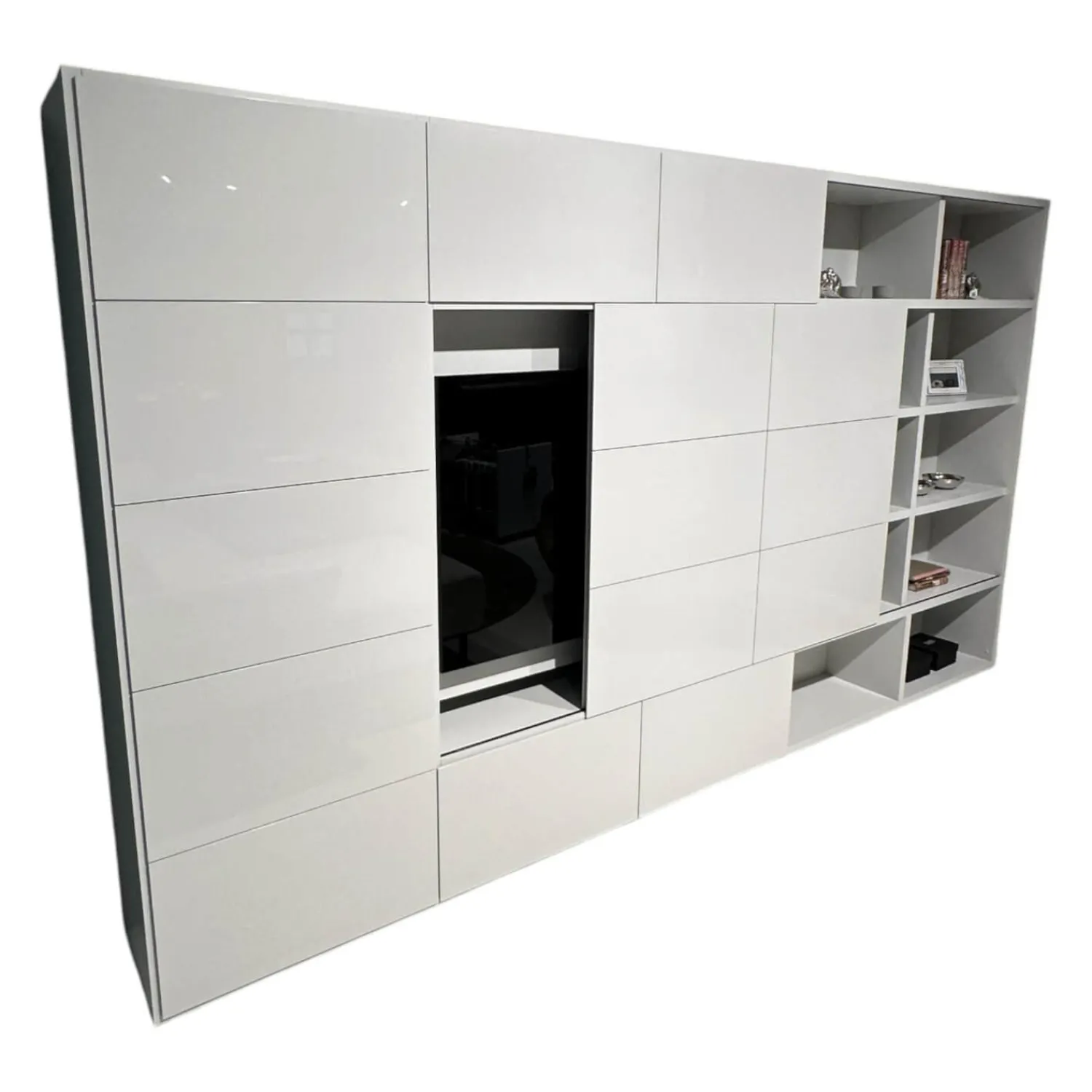 Kettnaker Wohnwände & Tv-Lowboards|Wohnwand Vita Lack Grauweiß Matt Und Hochglanz Mit Schiebetüren Ohne Deko