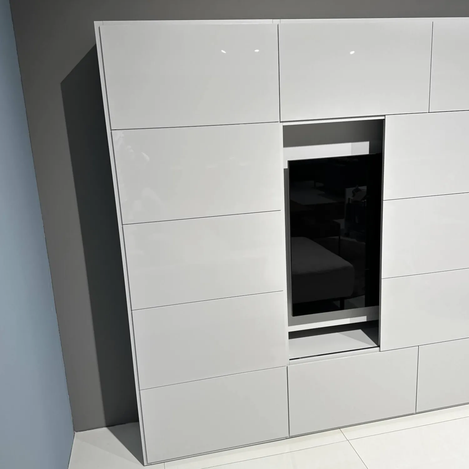 Kettnaker Wohnwände & Tv-Lowboards|Wohnwand Vita Lack Grauweiß Matt Und Hochglanz Mit Schiebetüren Ohne Deko