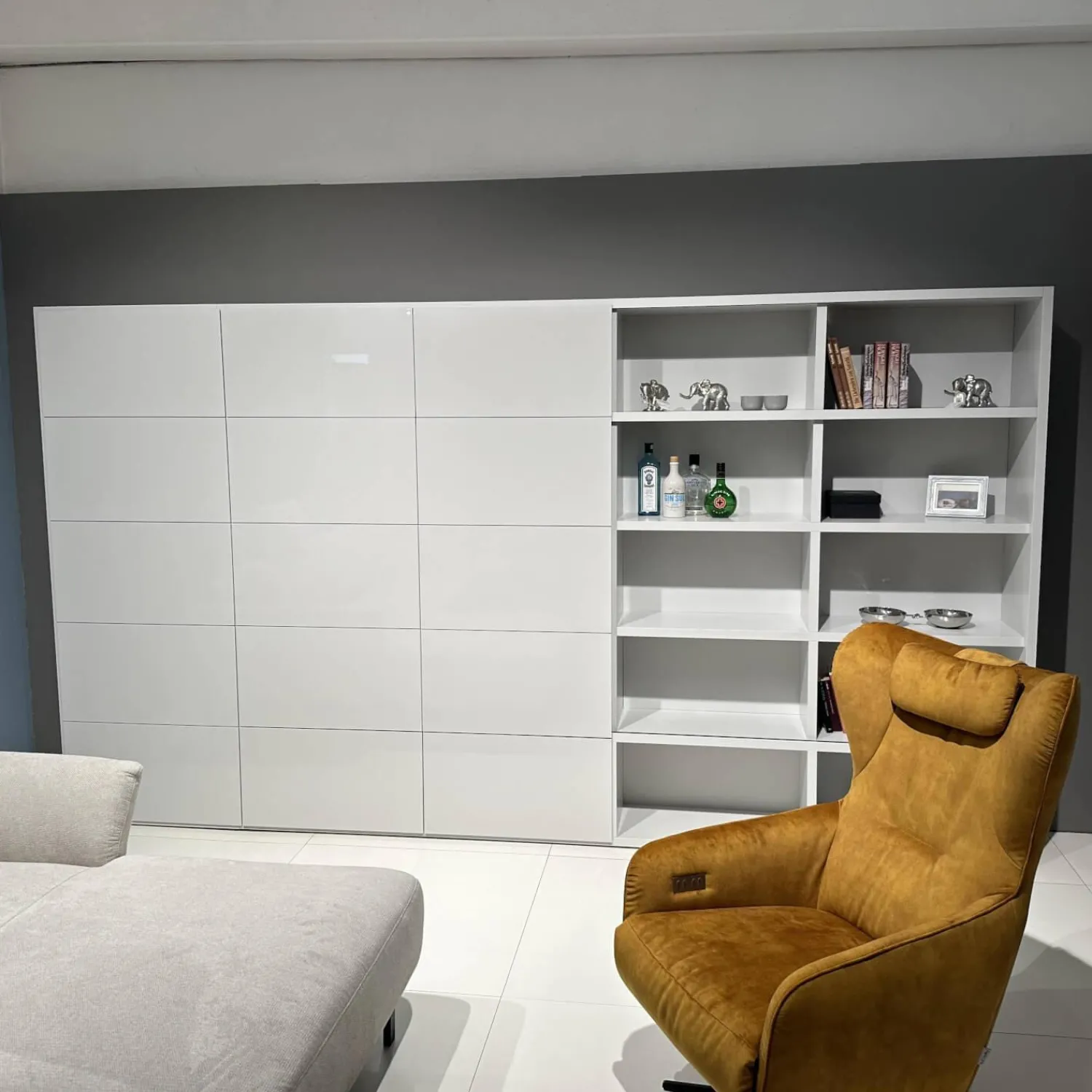 Kettnaker Wohnwände & Tv-Lowboards|Wohnwand Vita Lack Grauweiß Matt Und Hochglanz Mit Schiebetüren Ohne Deko