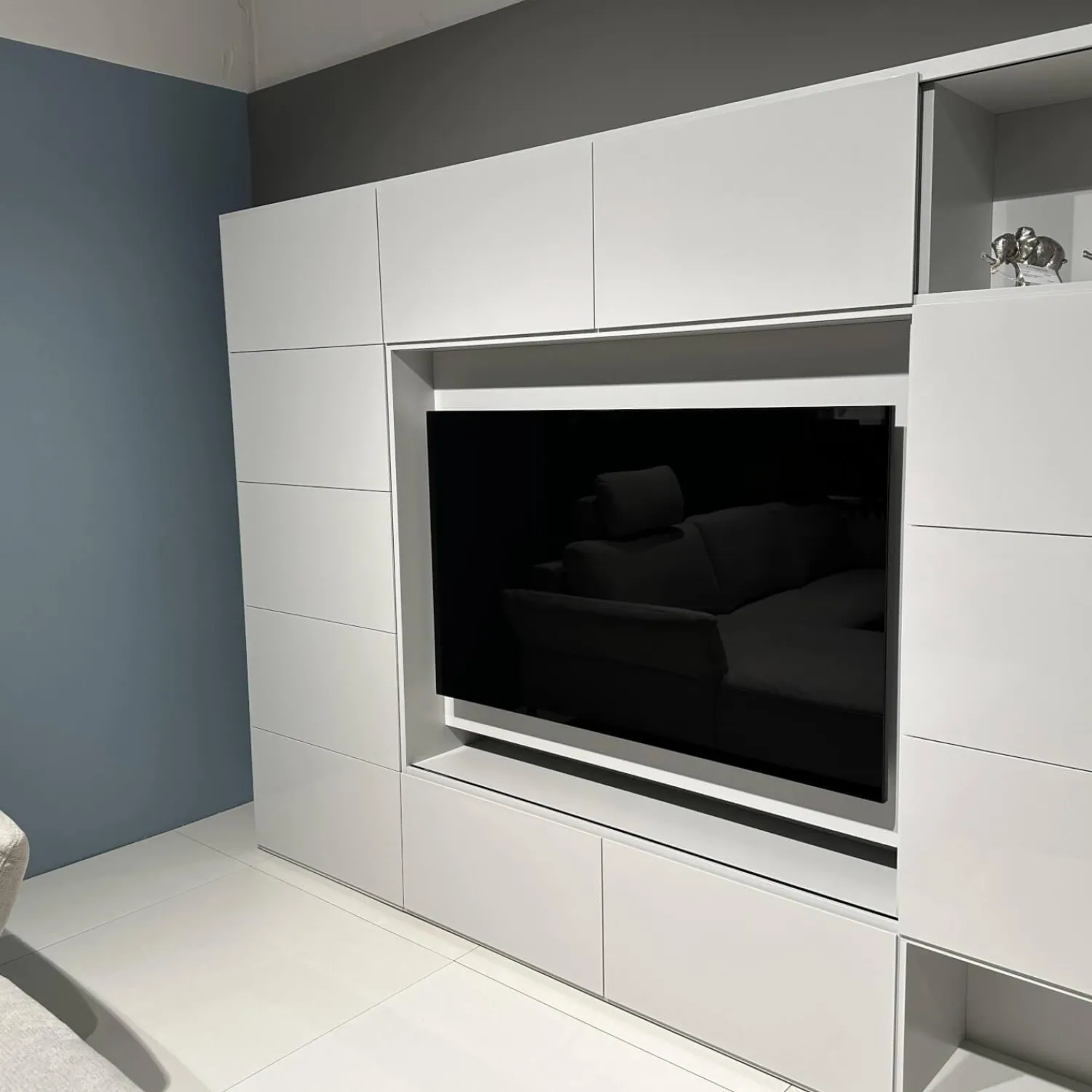 Kettnaker Wohnwände & Tv-Lowboards|Wohnwand Vita Lack Grauweiß Matt Und Hochglanz Mit Schiebetüren Ohne Deko