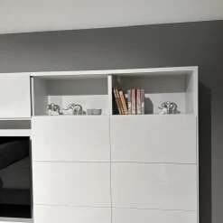 Kettnaker Wohnwände & Tv-Lowboards|Wohnwand Vita Lack Grauweiß Matt Und Hochglanz Mit Schiebetüren Ohne Deko