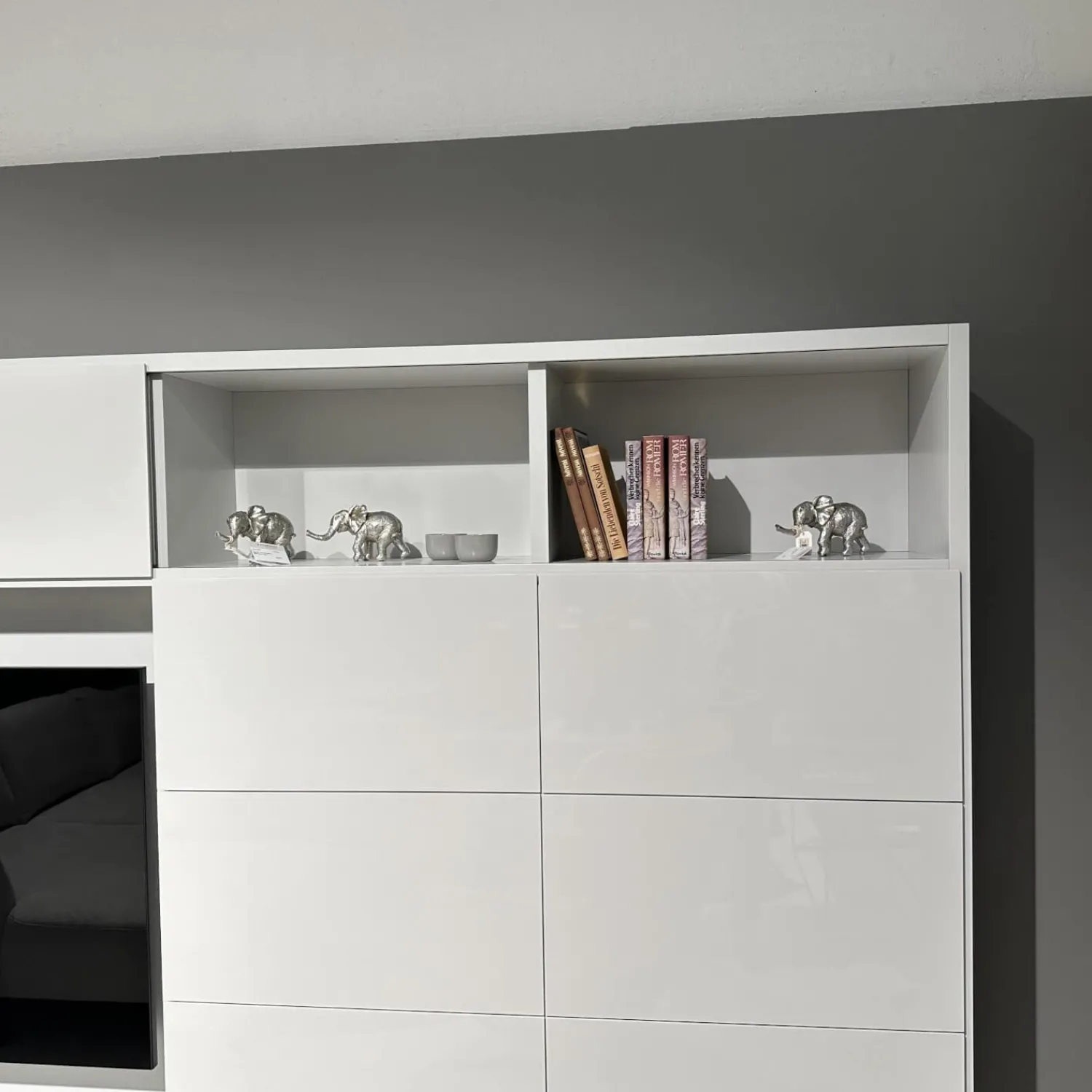 Kettnaker Wohnwände & Tv-Lowboards|Wohnwand Vita Lack Grauweiß Matt Und Hochglanz Mit Schiebetüren Ohne Deko