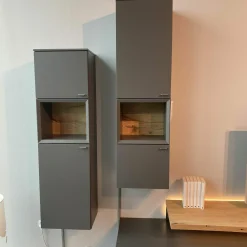 Venjakob Wohnwände & Tv-Lowboards|Wohnwand Vitus Eiche Rustico Hell Geölt Lack Schiefergrau Mit Beleuchtungspaket