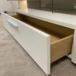 Schröder Franz Wohnwände & Tv-Lowboards|Wohnwand Vivendi Lack Weiß Matt Und Holz Asteiche Mit Glasböden Inklusive Beleuchtung