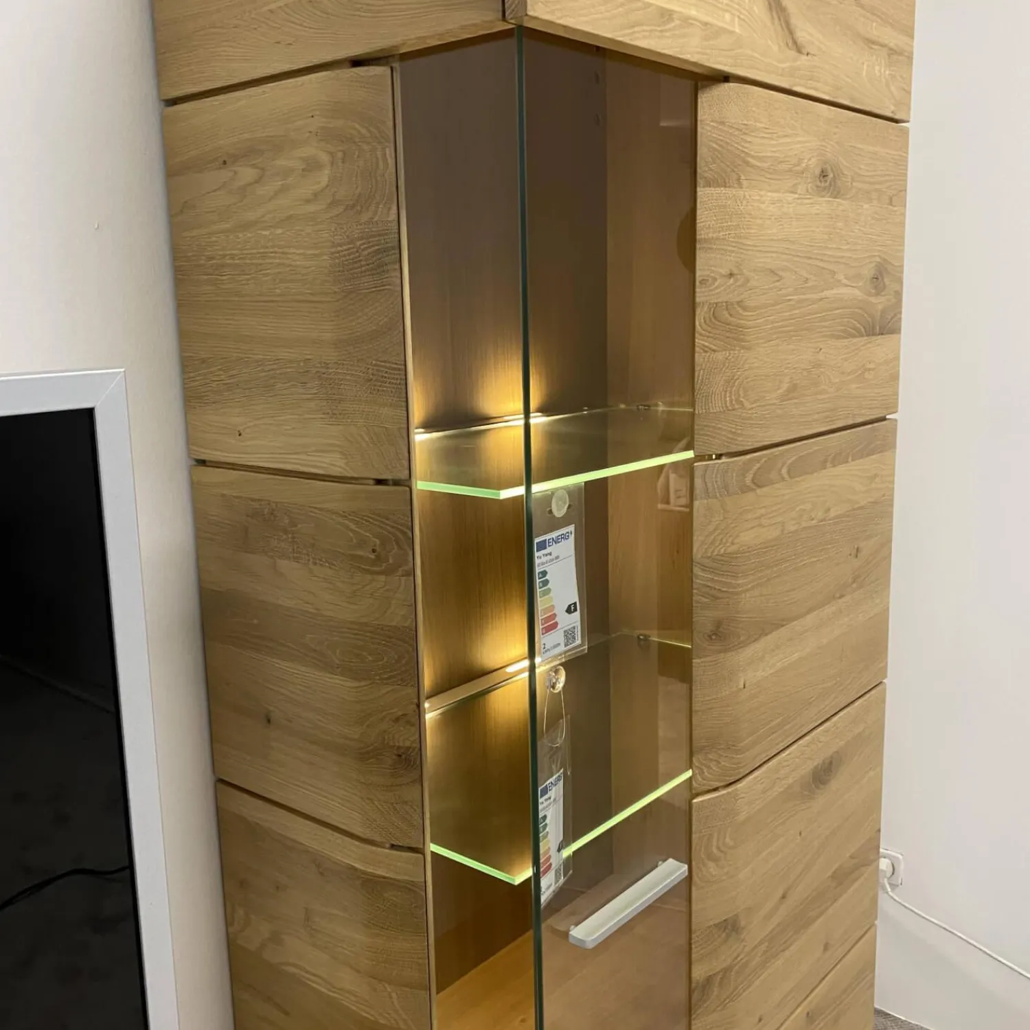 Schröder Franz Wohnwände & Tv-Lowboards|Wohnwand Vivendi Lack Weiß Matt Und Holz Asteiche Mit Glasböden Inklusive Beleuchtung