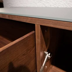 Voglauer Wohnwände & Tv-Lowboards|Wohnwand V-Montanara Wildnuss Geölt Glas Montegrau Inklusive Beleuchtung