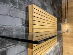 WK Wohnen Wohnwände & Tv-Lowboards|Wohnwand WK 490 Baristo Asteiche Massiv Naturbelassen Geölt Front Rillenoptik Mit LED Beleuchtung