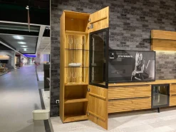 WK Wohnen Wohnwände & Tv-Lowboards|Wohnwand WK 490 Baristo Asteiche Massiv Naturbelassen Geölt Front Rillenoptik Mit LED Beleuchtung