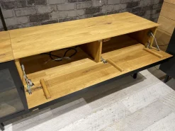 WK Wohnen Wohnwände & Tv-Lowboards|Wohnwand WK 490 Baristo Asteiche Massiv Naturbelassen Geölt Front Rillenoptik Mit LED Beleuchtung