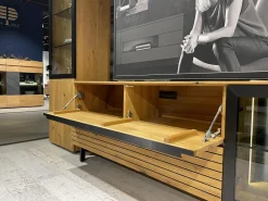 WK Wohnen Wohnwände & Tv-Lowboards|Wohnwand WK 490 Baristo Asteiche Massiv Naturbelassen Geölt Front Rillenoptik Mit LED Beleuchtung