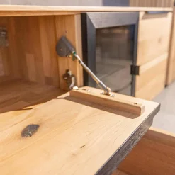 WK Wohnen Wohnwände & Tv-Lowboards|Wohnwand WK 490 Baristo Asteiche Bianco Rillenoptik Glas Anthrazit Inklusive LED Beleuchtung