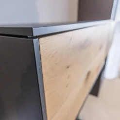 WK Wohnen Wohnwände & Tv-Lowboards|Wohnwand Wk 440 Lavato Und Vitrine 440 Balkeneiche Lack Schiefergrau Grau Matt Inklusive Beleuchtung