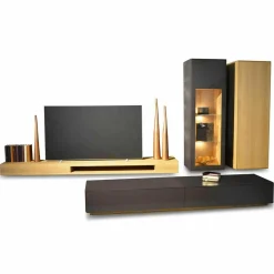 WK Wohnen Wohnwände & Tv-Lowboards|Wohnwand WK 456 MDF Lack Braun Wildeiche Bianco