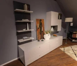 Venjakob Wohnwände & Tv-Lowboards|Wohnwand X1 Kombi X150-3736L Lack Schiefergrau Matt