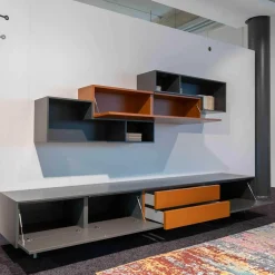 San Giacomo Wohnwände & Tv-Lowboards|Wohnwandgestaltung San Lampo Matt Lack Anthrazit Braun