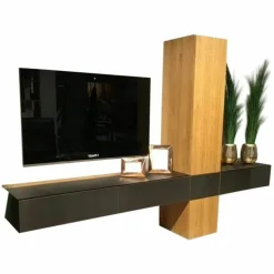Team 7 Wohnwände & Tv-Lowboards|Wohnwandkombination Cubus Eiche Naturöl Glas Bronze Matt mit Touchbeschlag
