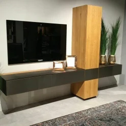 Team 7 Wohnwände & Tv-Lowboards|Wohnwandkombination Cubus Eiche Naturöl Glas Bronze Matt mit Touchbeschlag