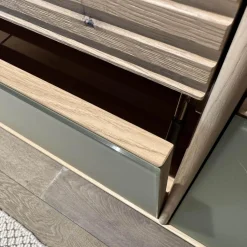 Anrei Wohnwände & Tv-Lowboards|Wohnwandkombination Lina Eiche Massiv Gebürstet Weiß Geölt Glas Matt Salbei Mit Schreibplatz