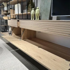 Anrei Wohnwände & Tv-Lowboards|Wohnwandkombination Lina Eiche Massiv Gebürstet Weiß Geölt Glas Matt Salbei Mit Schreibplatz