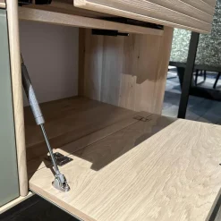 Anrei Wohnwände & Tv-Lowboards|Wohnwandkombination Lina Eiche Massiv Gebürstet Weiß Geölt Glas Matt Salbei Mit Schreibplatz