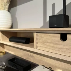 Anrei Wohnwände & Tv-Lowboards|Wohnwandkombination Lina Eiche Massiv Gebürstet Weiß Geölt Glas Matt Salbei Mit Schreibplatz