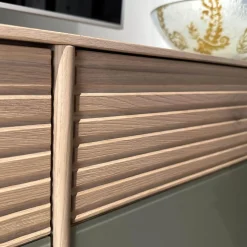 Anrei Wohnwände & Tv-Lowboards|Wohnwandkombination Lina Eiche Massiv Gebürstet Weiß Geölt Glas Matt Salbei Mit Schreibplatz