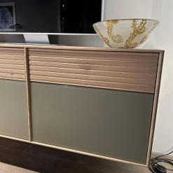 Anrei Wohnwände & Tv-Lowboards|Wohnwandkombination Lina Eiche Massiv Gebürstet Weiß Geölt Glas Matt Salbei Mit Schreibplatz