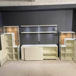 Venjakob Wohnwände & Tv-Lowboards|Wohnwand-Vitrinen Kombination Sentino Weiß Matt Rückwand in Anziano Eiche