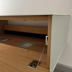 Team 7 Wohnwände & Tv-Lowboards|Wohwand In Eiche Weiß Geölt Fronten Glas Pearl Matt Innen Buche Mit Zwei Schubkästen Und Einer Klappe