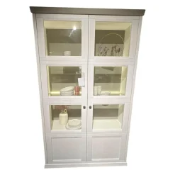 Wöstmann Vitrinen & Highboards|Zeilenschrank WM Casa 220 Pinie Massiv Weiß Soft Gebürstet Mit LED Beleuchtung