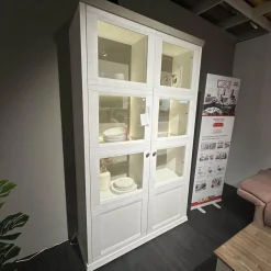 Wöstmann Vitrinen & Highboards|Zeilenschrank WM Casa 220 Pinie Massiv Weiß Soft Gebürstet Mit LED Beleuchtung